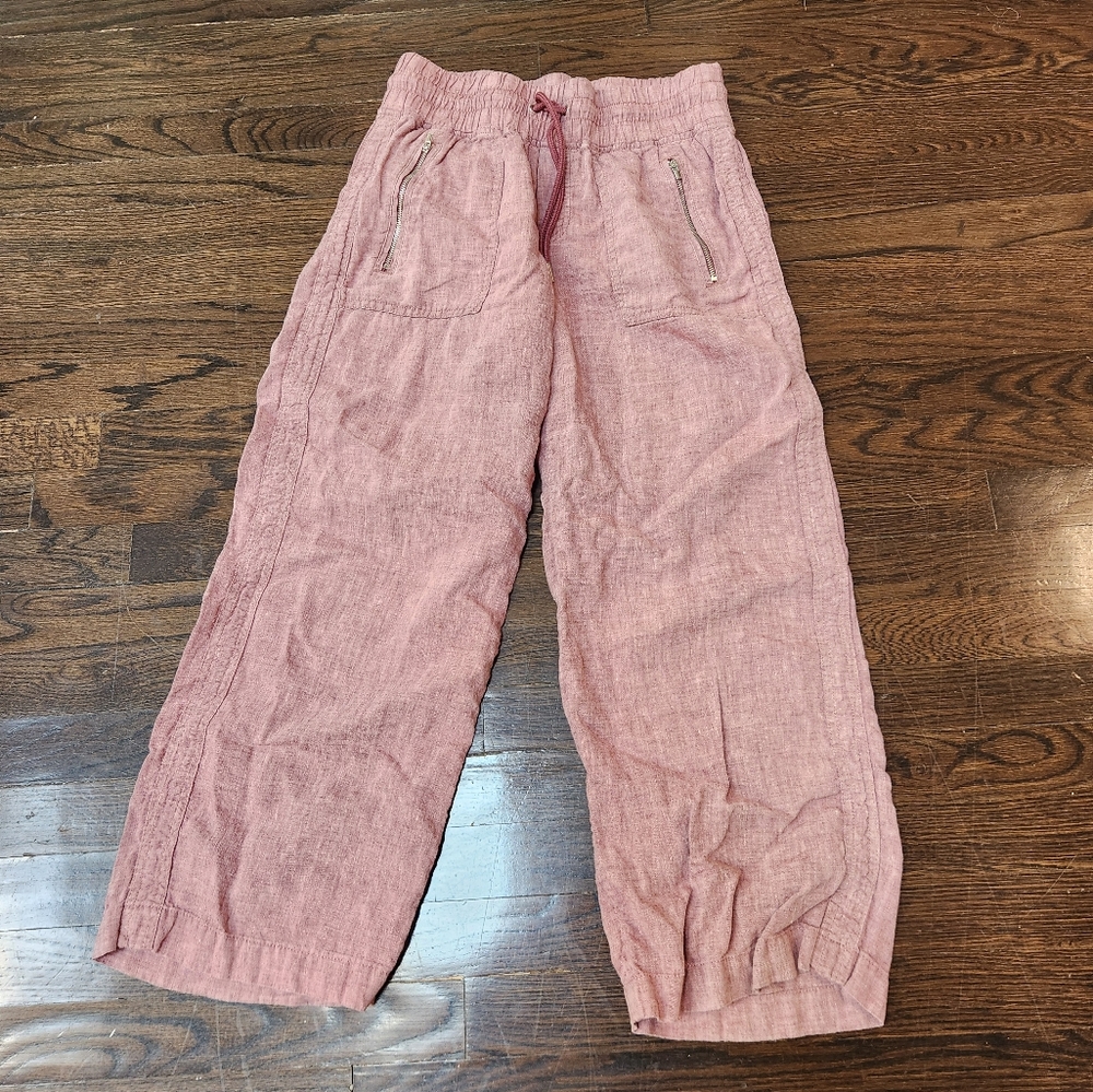 Athleta Mauve Linen Wide Leg Pants